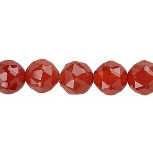 Carnelian 1pkg1, rose-cut round bead 8 inch 10mm