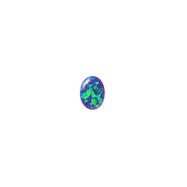 Cabochon, "opal" (silica and epoxy) (man-made), dark blue, 8x6mm calibrated oval. Sold individually. image number 0