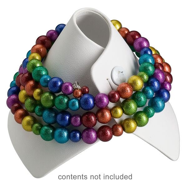 Display, bracelet, leatherette, white, 3-1/4 x 3-3/8 x 4-inch wrap-around snap cone. Sold individually. image number 1