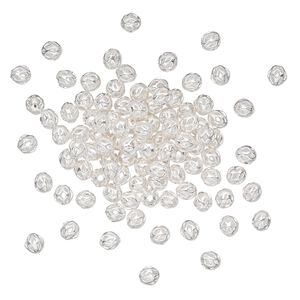 Bead, silver-plated brass, 4mm cutout round. Sold per pkg of 100.