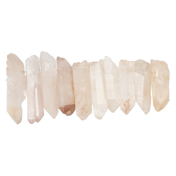 Peach quartz 1pkg1, hand-cut top-drilled point bead natural 4 inch 28x10mm-48x15mm image number 0