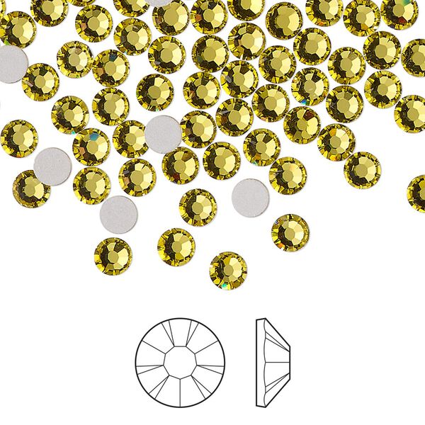 Flat back 144pk acid yellow foil back, Preciosa MAXIMA Czech crystal rhinestone 3.8-4mm chaton rose round SS16 image number 0