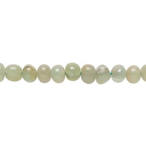 Green chalcedony 1pkg1, hand-cut pebble bead 14 inch small
