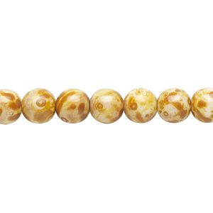 Bead, Czech glass druk, tortoise granite, 8mm round. Sold per 15-1/2" to 16" strand.