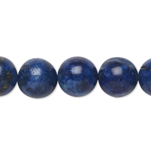 Bead, lapis lazuli (dyed), 11-12mm smooth round, C grade, Mohs hardness 5 to 6. Sold per 15-inch strand. image number 0