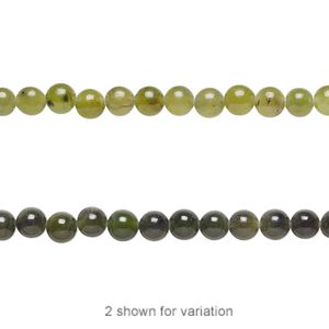 Nephrite jade 1pkg1, round bead natural 15.5-16 inch 4mm