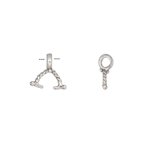 Bail, ice-pick, antiqued sterling silver, 11mm with rope design, 3.5mm grip length. Sold individually. image number 0