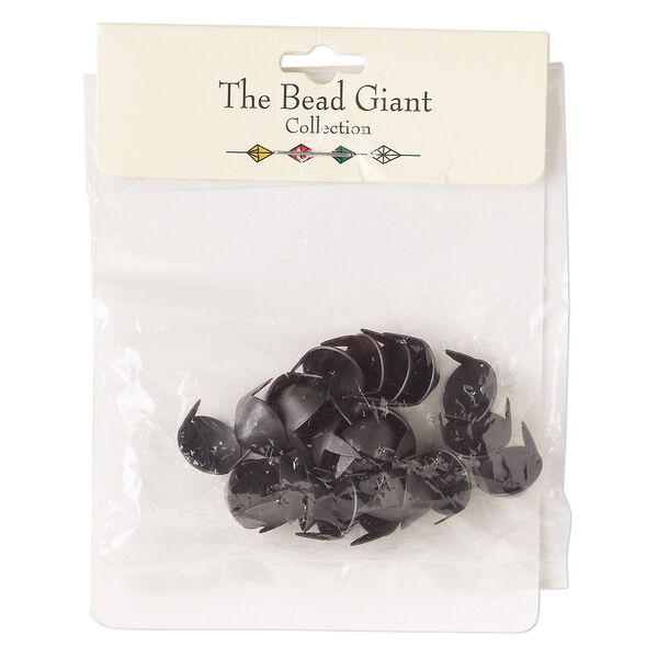 Brad, black-finished "pewter" (zinc-based alloy), 11-12mm cone. Sold per pkg of 24. image number 0