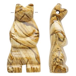 Picture jasper 1pkg1, top-drilled hand-cut standing bear focal natural 41x18mm-45x22mm