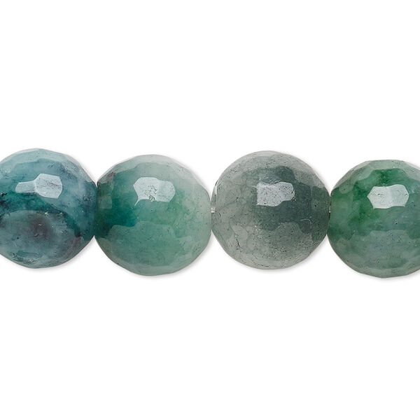 Bead, Malaysia "jade" (quartz) (dyed),  blue-green / teal green / dark green, 12-13mm faceted round, C grade, Mohs hardness 7. Sold per 15-inch strand. image number 0