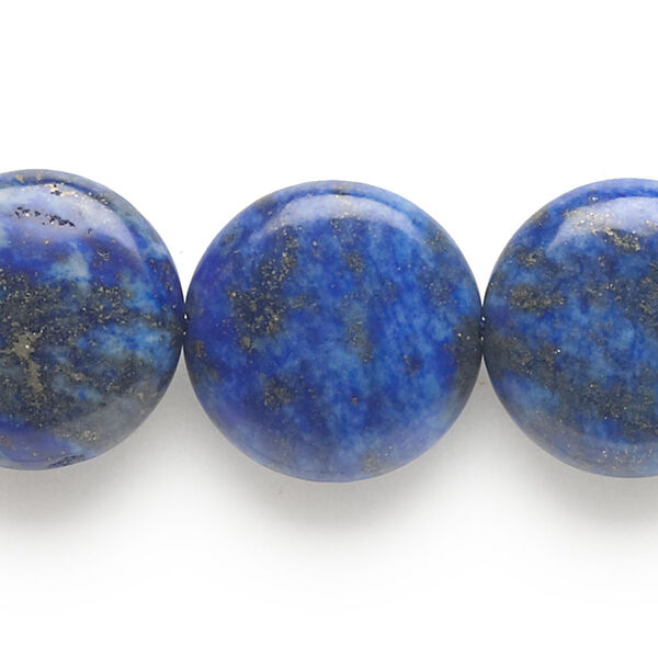 Bead, lapis lazuli (dyed), 20mm puffed flat round, C grade, Mohs hardness 5 to 6. Sold per 15-inch strand. image number 0