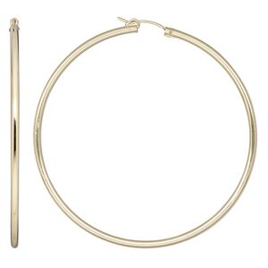 Earring, Create Compliments®, 14Kt gold-filled, 65mm flexible round hoop with latch-back closure. Sold per pair.