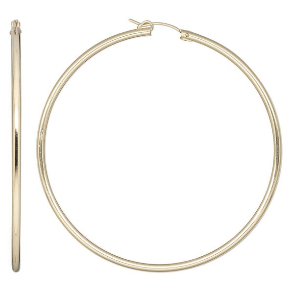 Earring, Create Compliments®, 14Kt gold-filled, 65mm flexible round hoop with latch-back closure. Sold per pair. image number 0