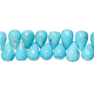 Turquoise 1pkg1, top-drilled faceted teardrop bead 8 inch 8x6mm-9x6mm