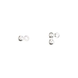 Bead tip, sterling silver, 6x3mm round side clamp-on. Sold per pkg of 14.