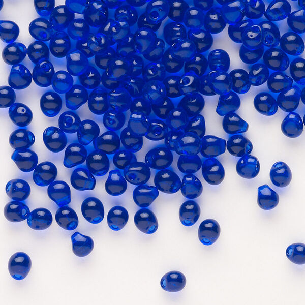 Seed bead, Miyuki, glass, pkg/10g, 4x3.4mm fringe, transparent cobalt blue (DP-151). image number 0