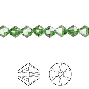Bead 24pk fern green, Crystal Passions® 6mm bicone 5328