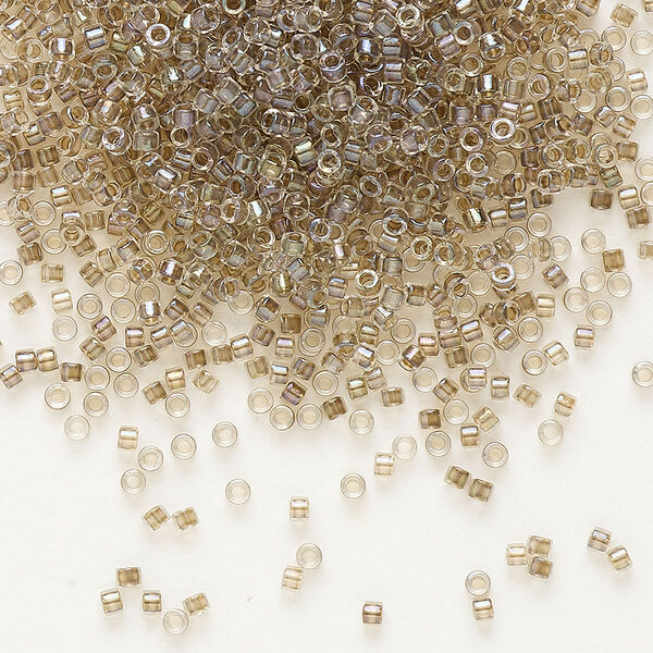 Seed bead, Delica®, glass, pkg/250g, #11 round, translucent taupe-lined luster crystal clear (DB-0064). image number 0