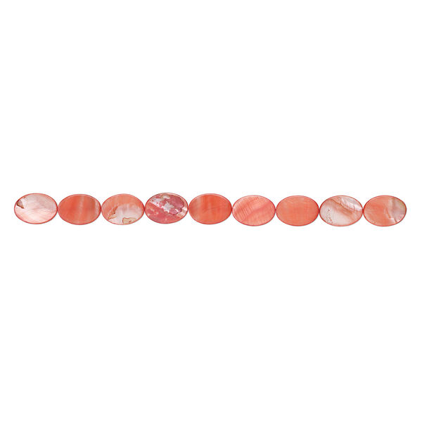 Mother-of-pearl shell 1pkg1, flat oval bead 15 inch tulip 24x17mm-25x18mm image number 1