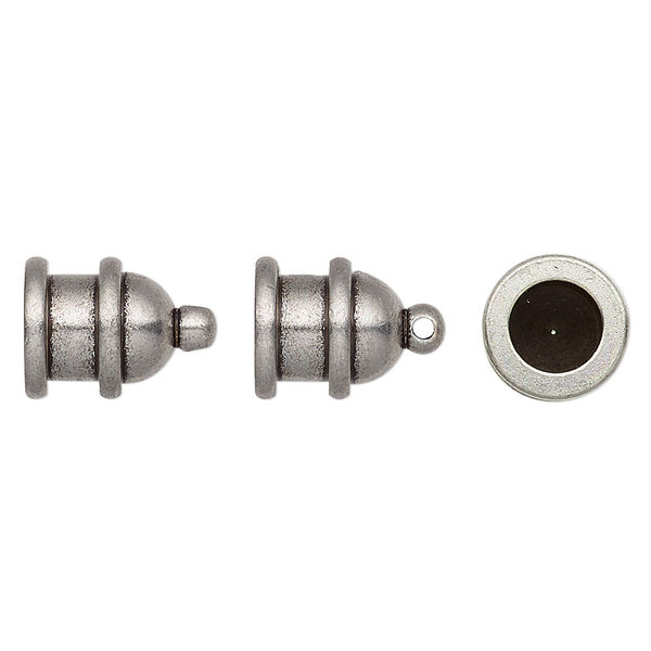 Cord end, TierraCast®, "Maker's" collection, glue-in, tin oxide-plated brass, 13x9.5mm pagoda, 6mm inside diameter. Sold per pkg of 2. image number 0