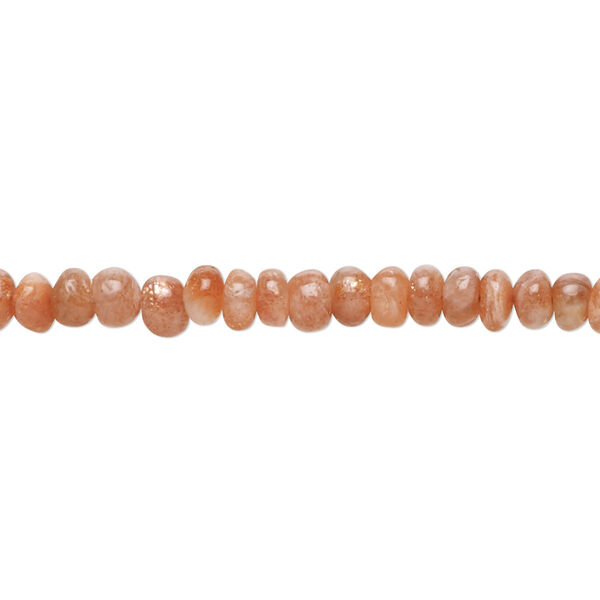 Bead, sunstone (natural), 4x2mm-5x4mm hand-cut rondelle with 0.4-1.4mm hole, B- grade, Mohs hardness 6 to 6-1/2. Sold per 13-inch strand, approximately 150 beads. image number 0