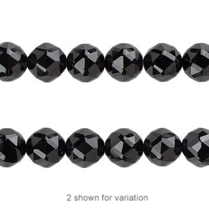 Black onyx 1pkg1, rose-cut round bead 8 inch 8mm