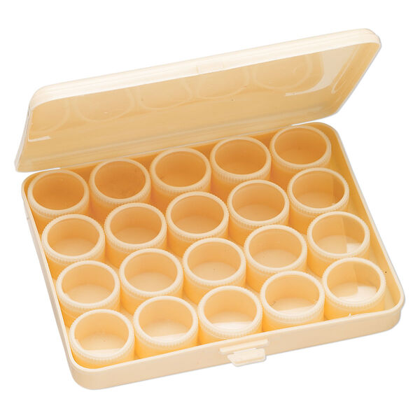 Organizer, plastic, cream and clear, 6-1/2 x 5-1/4 x 1 inches with 20 vials. Sold individually. image number 1
