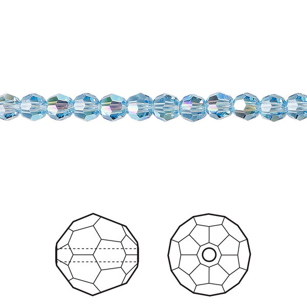 Bead 12pk aquamarine shimmer, Crystal Passions® 4mm round 5000 image number 0