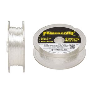Cord, Powercord®, elastic, clear, 1mm, 14-pound test. Sold per 25-meter spool.