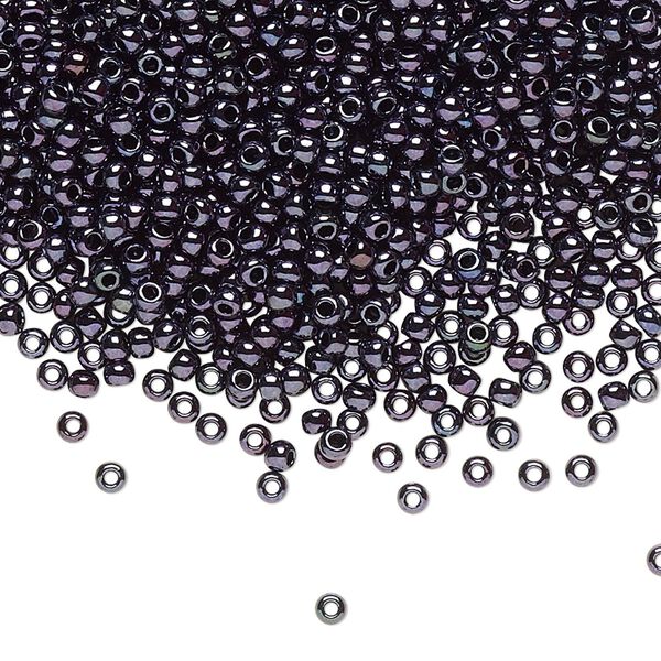 Seed bead, TOHO BEADS®, glass, pkg/50g, #11 round, opaque metallic amethyst gunmetal (TR-11-90). image number 0