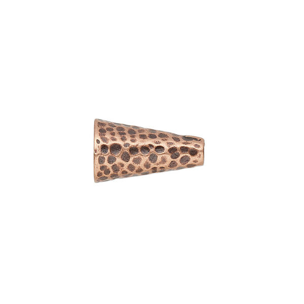 Cone, JBB Findings, antique copper-plated brass, 15.5x9mm hammered, fits 7.5mm bead. Sold individually. image number 0