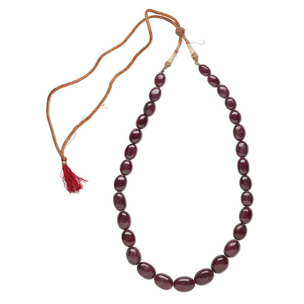 Bead, Indian ruby (dyed), small to large hand-cut flat nugget, Mohs hardness 9. Sold per 21-inch strand. image number 0