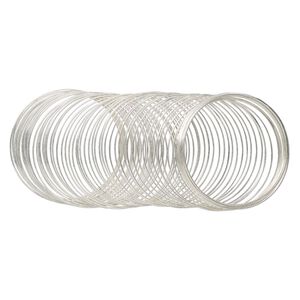 Memory wire 1pkg1 carbon steel, 1-3/4 inch bracelet, 1 ounce 0.65-0.75mm thick, silver plate
