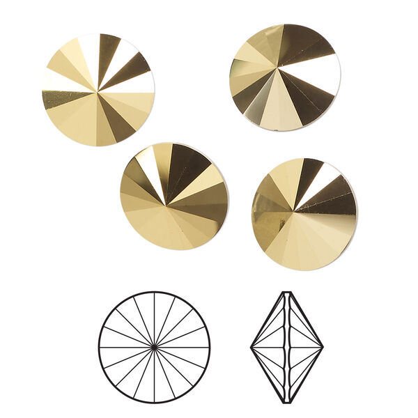 Chaton 1pkg4 crystal aurum foil back, Crystal Passions® 12mm rivoli 1122 image number 0