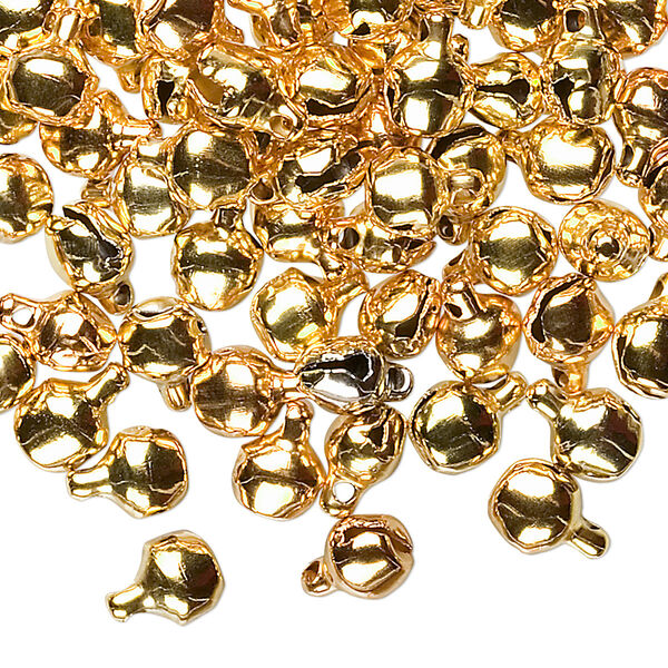 Bell, gold-finished steel, 6mm round. Sold per pkg of 100. image number 0