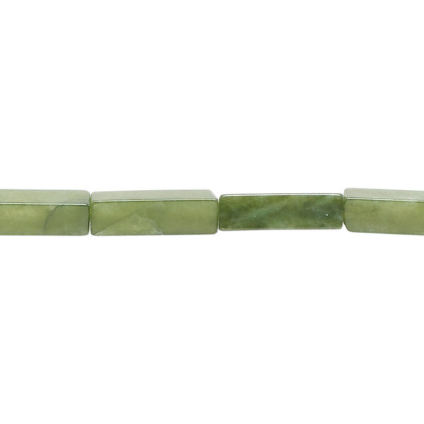 Bead, quartz (dyed), forest green, 13 x 4mm rectangle, C grade, Mohs hardness 7. Sold per 15-inch strand, approximately 30 beads. image number 0