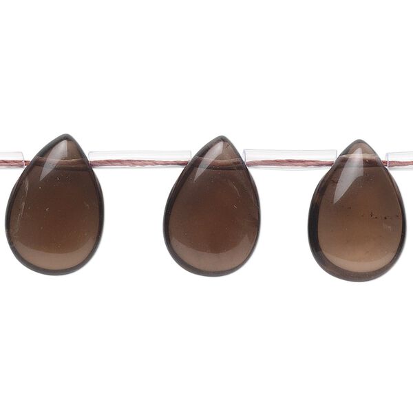 Smoky quartz 1pkg1, top-drilled flat teardrop bead 15.5-16 inch 15x10mm image number 0