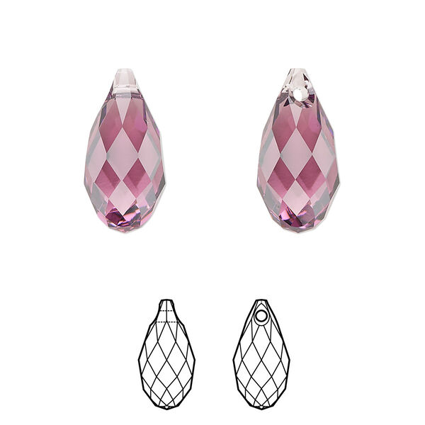 Briolette 1pk iris, Crystal Passions® 17x8.5mm pendant drop 6010 image number 0