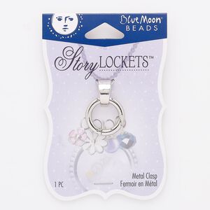 Pendant, silver-finished "pewter" (zinc-based alloy), 28x20mm round with 5mm hole and spring latch. Sold individually.