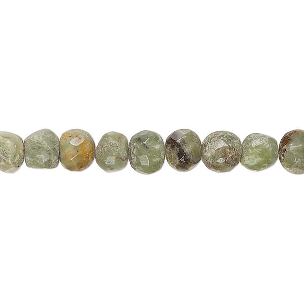 Olive chrysoprase 1pkg1, hand-cut faceted rondelle bead natural F grade, 14 inch 6x4mm-7x6mm / 6mm image number 0