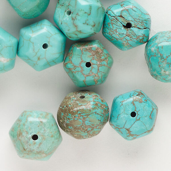 Magnesite 1pkg1, hexagon rondelle bead C grade, 3 oz mix 12x9mm-13x11mm image number 0
