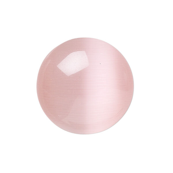 Cabochon, cat's eye glass (fiber optic glass), pink, 8mm calibrated round, quality grade. Sold per pkg of 10. image number 0