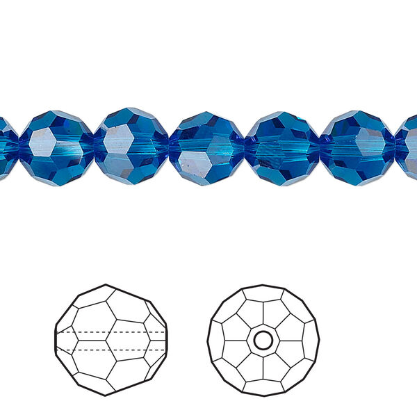 Bead 12pk Capri blue, Crystal Passions® 8mm round 5000 image number 0