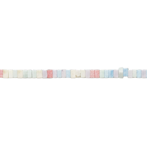 Bead, porcelain, opaque matte multicolored, 2x1mm squaredelle. Sold per 8-inch strand, approximately 130 to 160 beads. image number 0