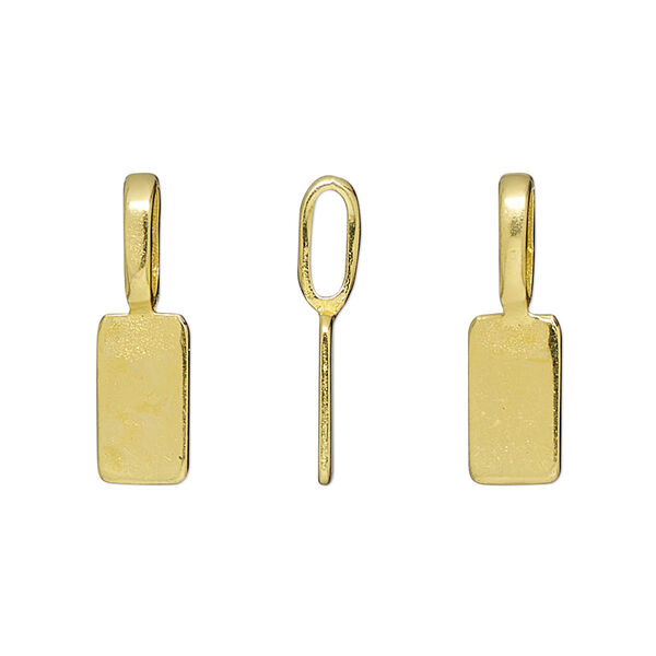 Bail, glue-on, gold-finished "pewter" (zinc-based alloy), 20.5x6mm rectangle with 11x6mm pad. Sold per pkg of 20. image number 0