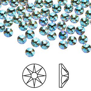 Flat back 144pk silk shimmer foil back, Crystal Passions® 3.8-4mm rose round SS16 2088