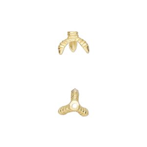 Bead cap, Amoracast®, satin-finished "vermeil" (gold-finished sterling silver), 9x8mm dragon claw, fits 8mm bead. Sold individually.