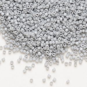 Seed bead, Delica®, glass, pkg/250g, #11 round, opaque glass enamel light smoke (DB-1498-1).