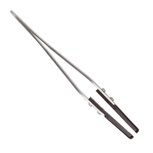 Tweezers, stainless steel and plastic, black, 4-3/4 inches long with cups. Sold individually. image number 0