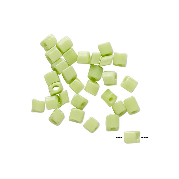Bead, vintage German glass, lime green, 3x2.5mm-5x3.5mm uneven rondelle. Sold per pkg of 30. image number 0